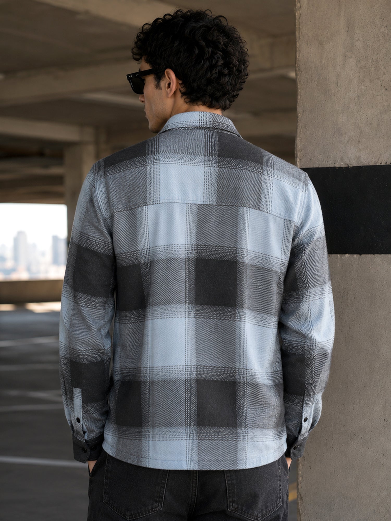 Men Blue Checked Shirt