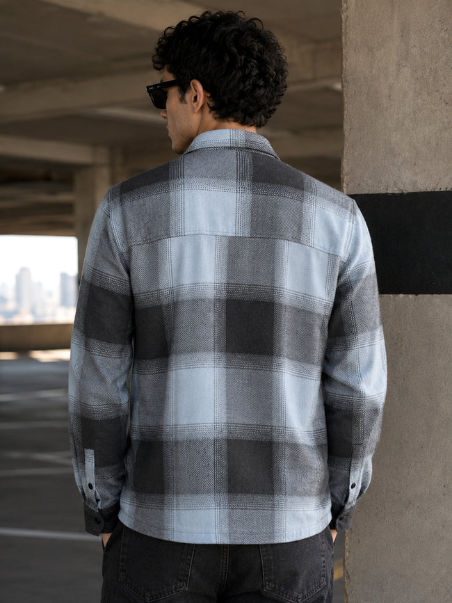 Men Blue Checked Shirt