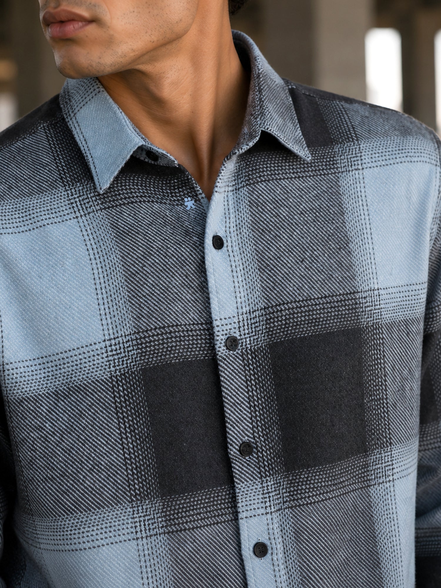 Men Blue Checked Shirt