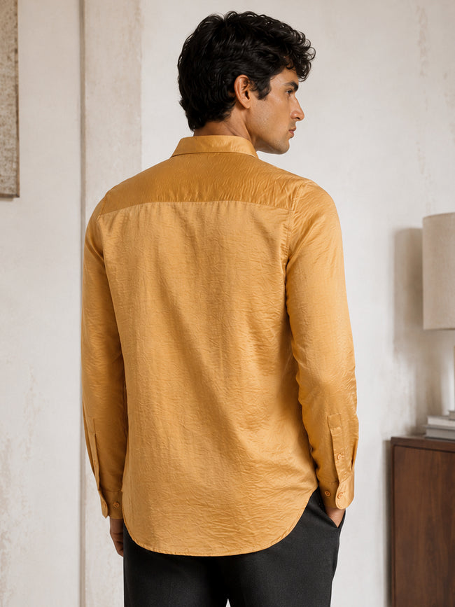 Men Gold Textured Party Shirt