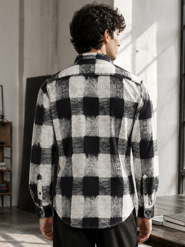 Men White Checked Shirt