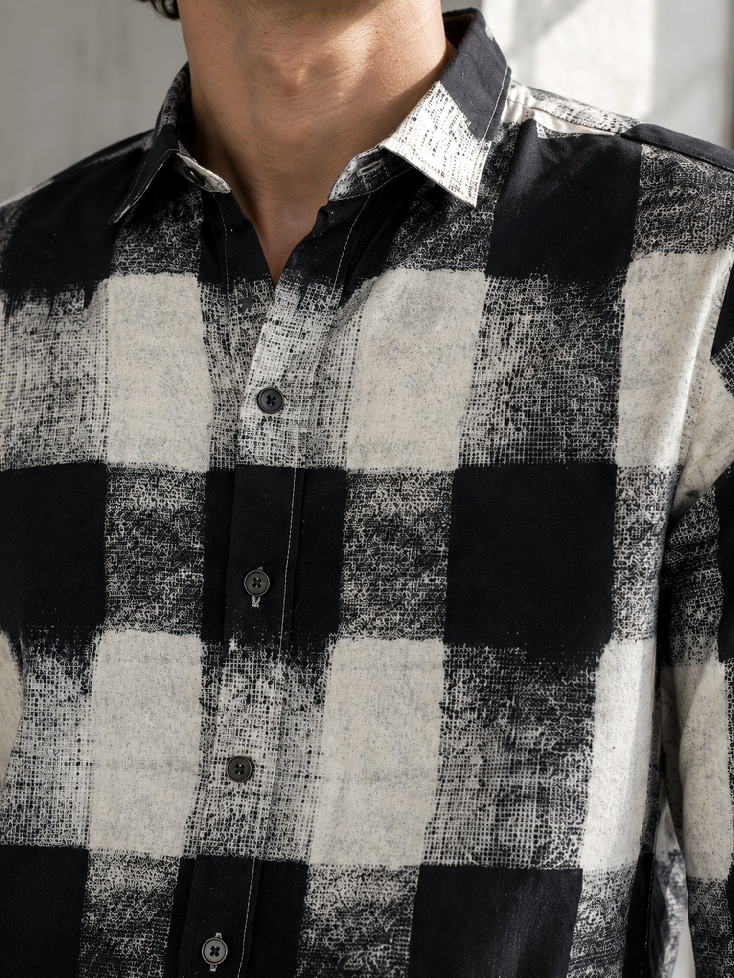 Men White Checked Shirt