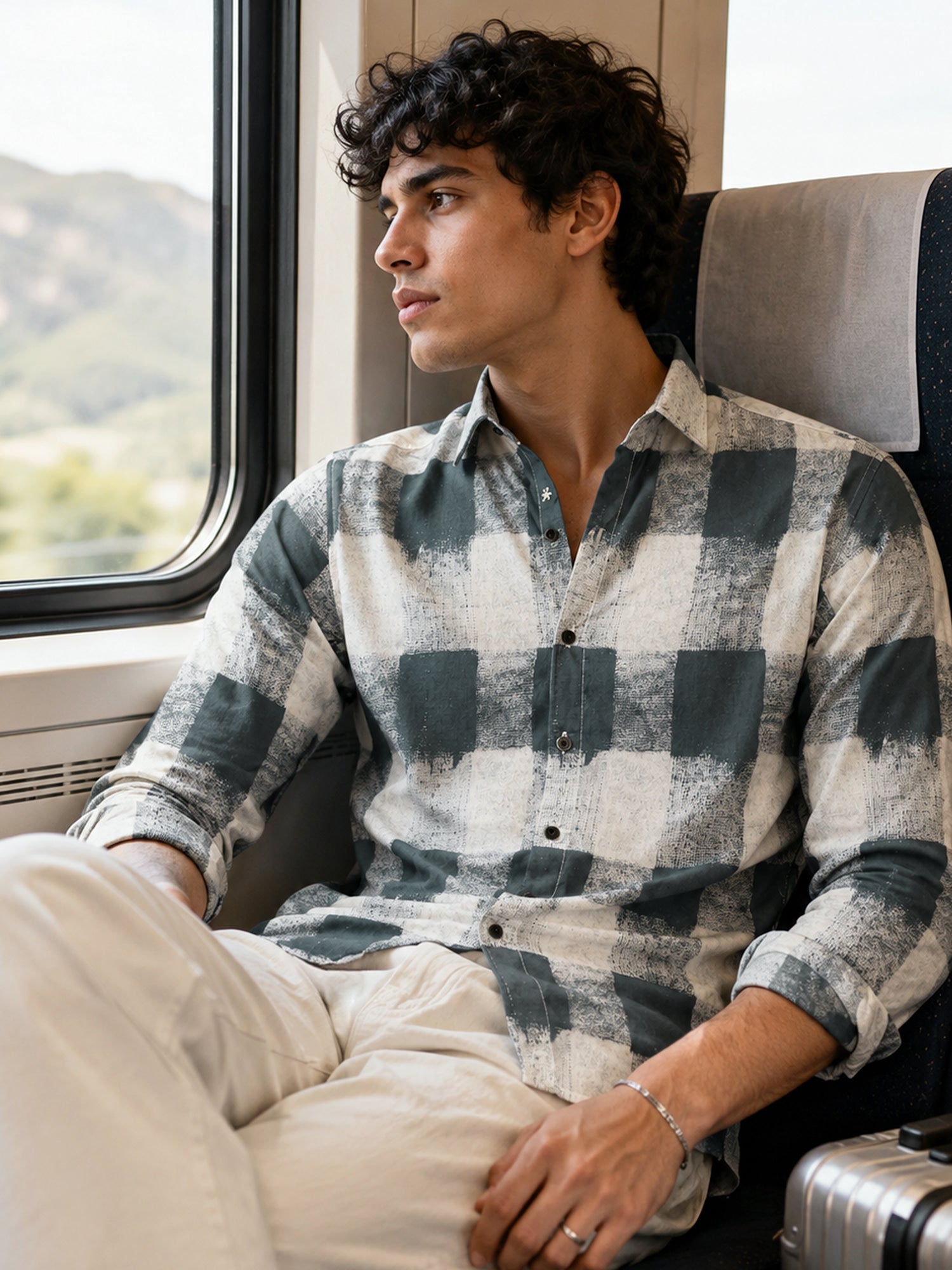Men Green Buffalo Checked Shirt
