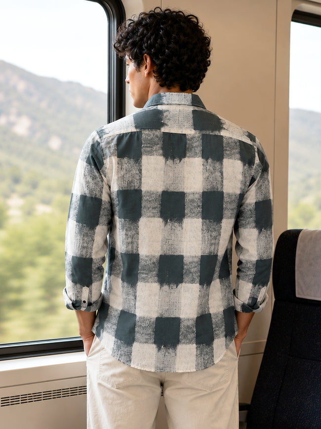 Men Green Buffalo Checked Shirt