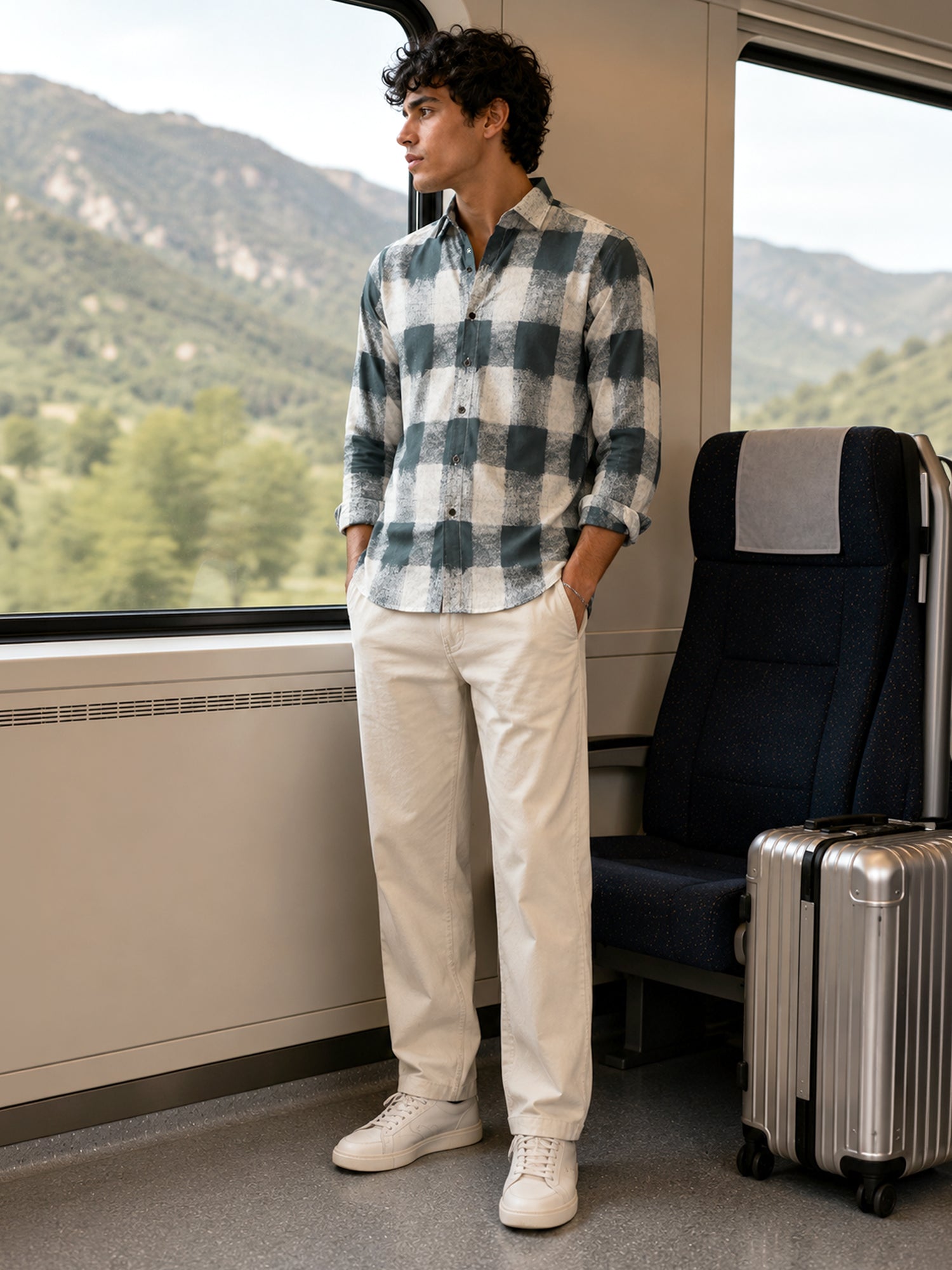 Men Green Buffalo Checked Shirt