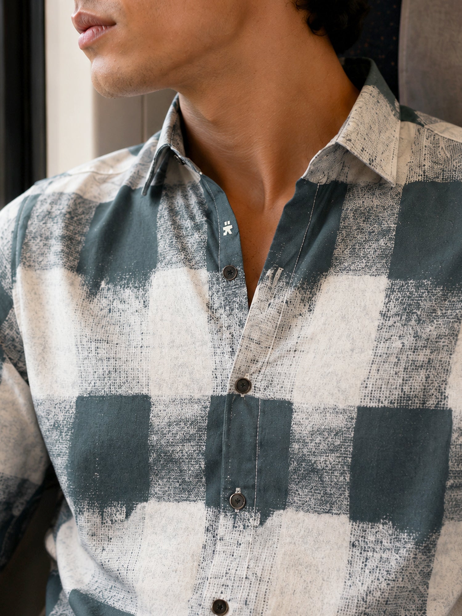 Men Green Buffalo Checked Shirt