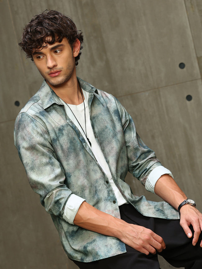 Men Multi Abstract Print Full Sleeves Shirt