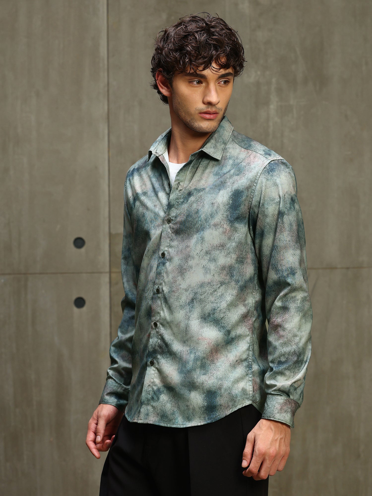 Men Multi Abstract Print Full Sleeves Shirt