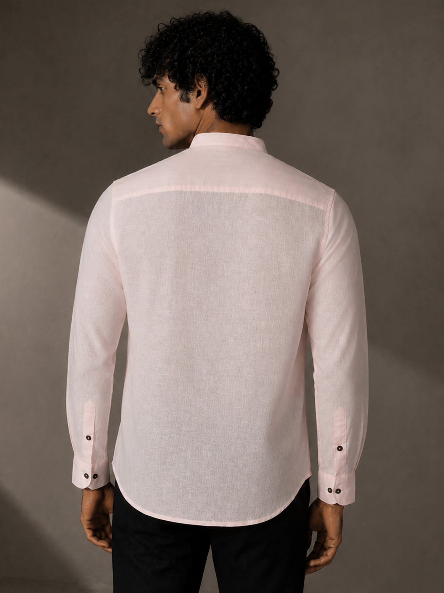 Men Solid Pink Cotton Shirt