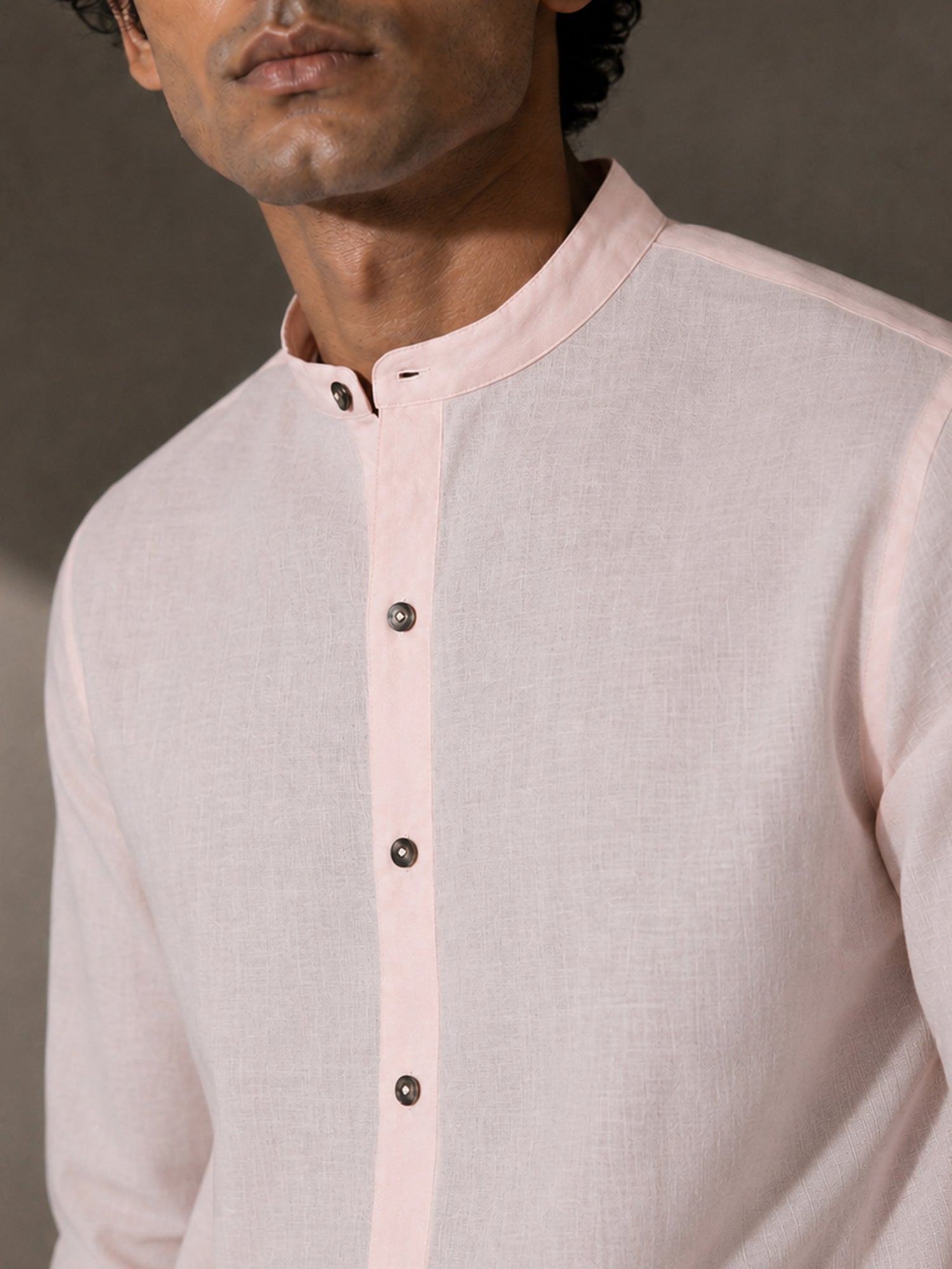 Men Solid Pink Cotton Shirt