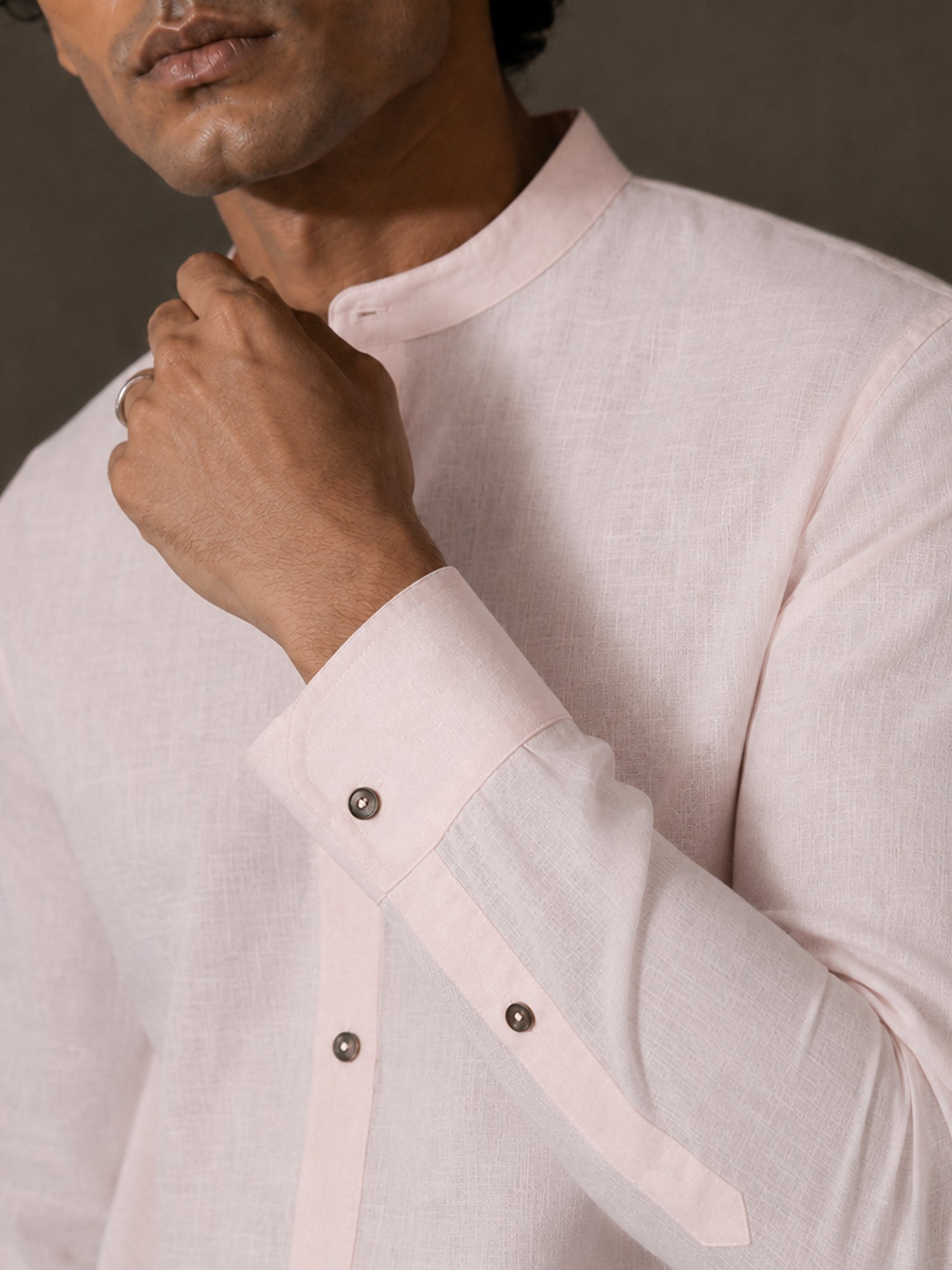 Men Solid Pink Cotton Shirt