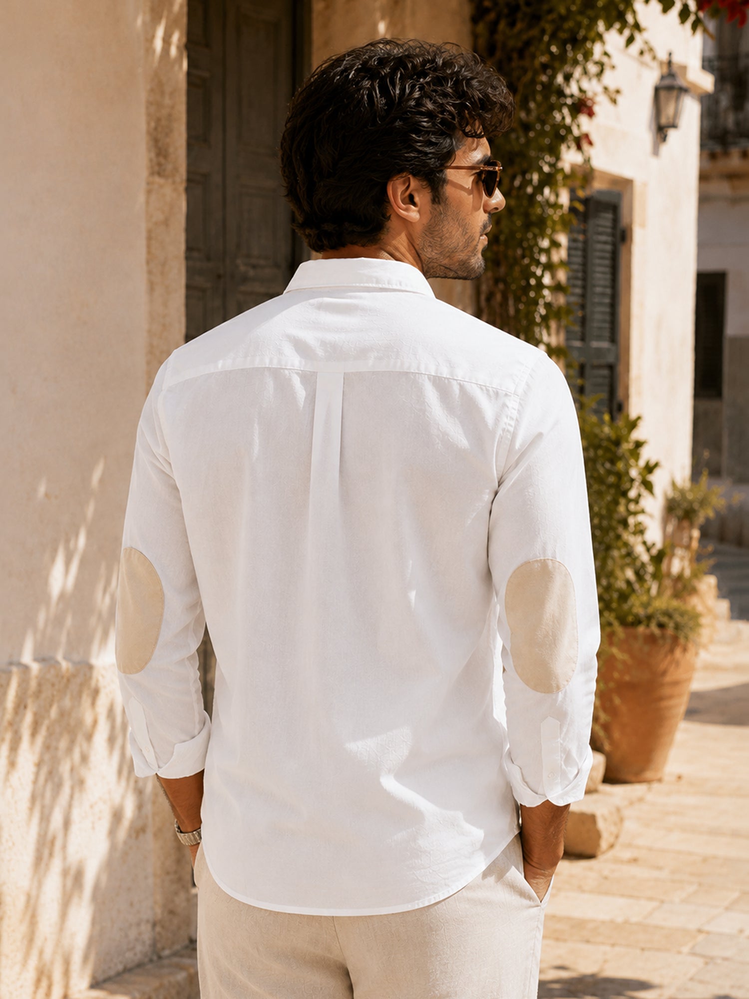 Men White Solid Full Sleeves Shirt