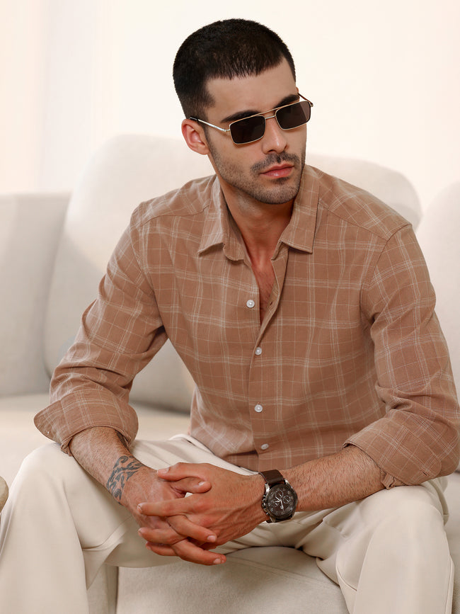 Men Beige Casual Shirt