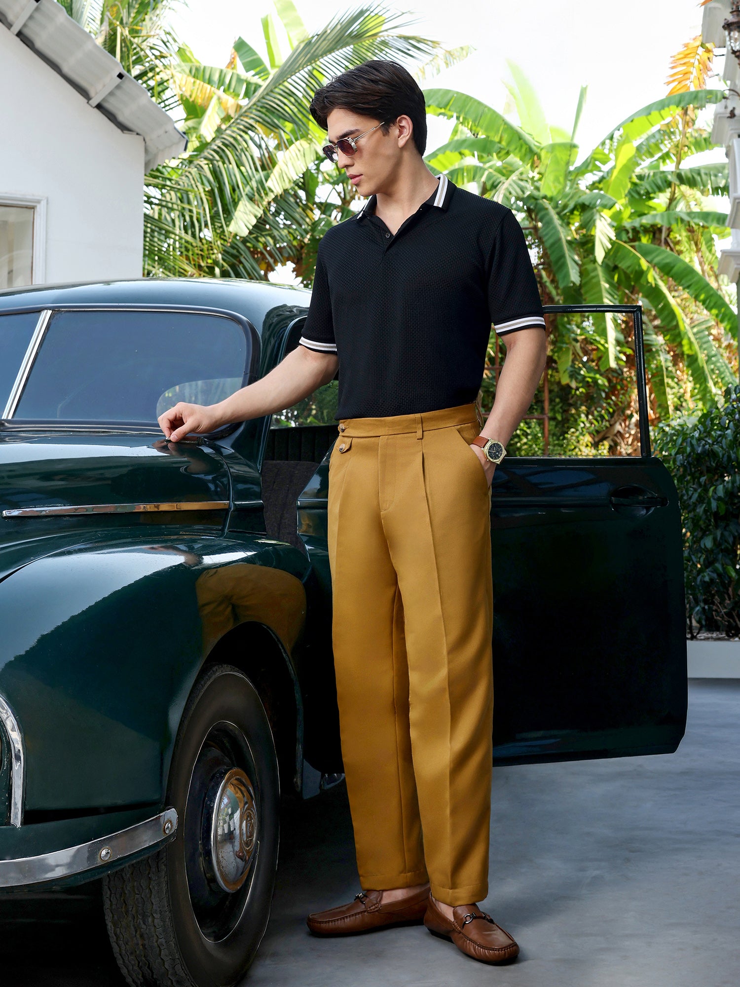 Men Mustard Relaxed Formal Trouse