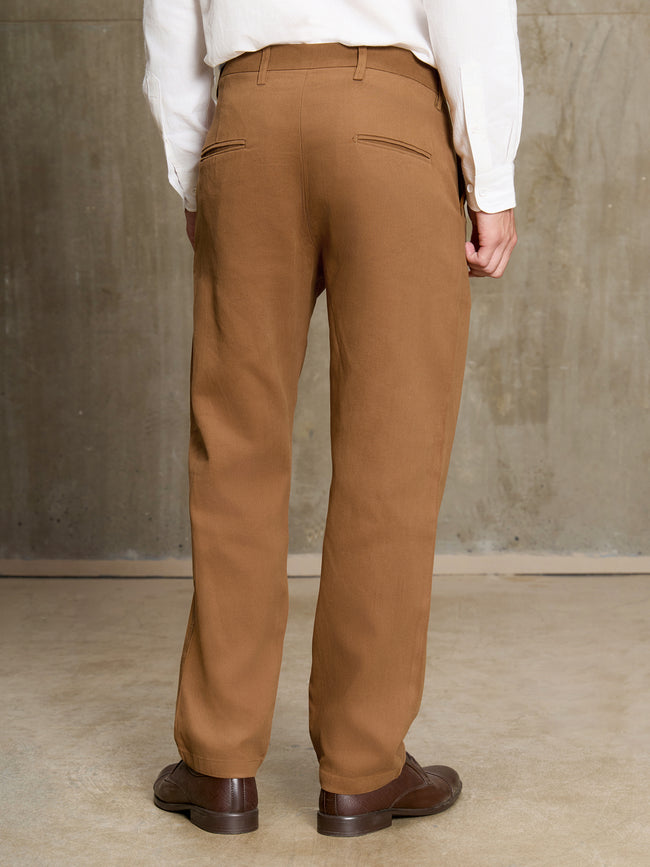 Men Brown Solid Regular Fit Formal Trousers