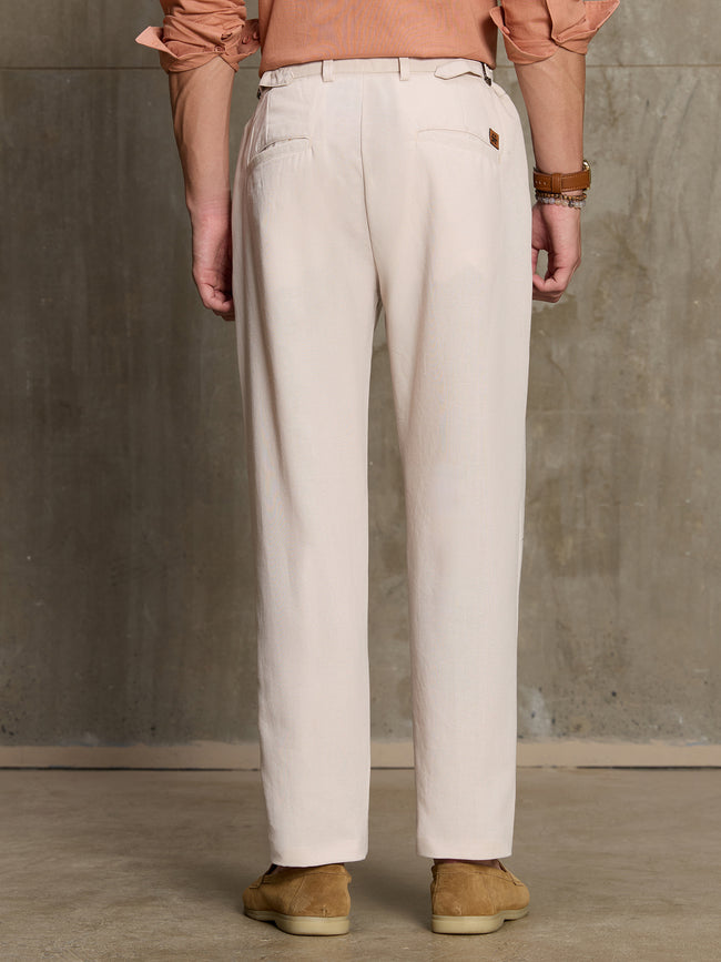 Men Beige Solid Smart Regular Fit Casual Trousers