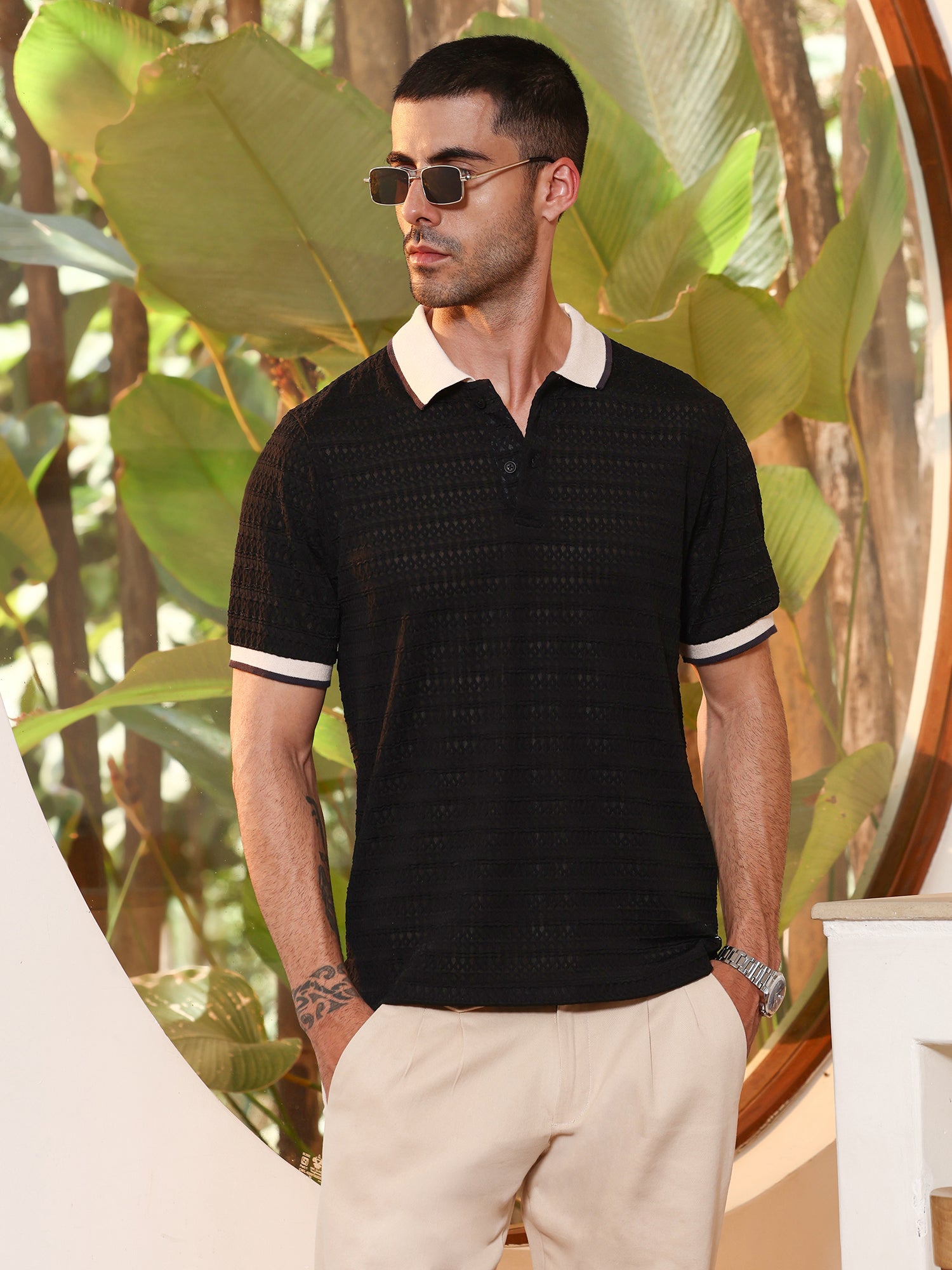 Men Black Casual T-Shirt