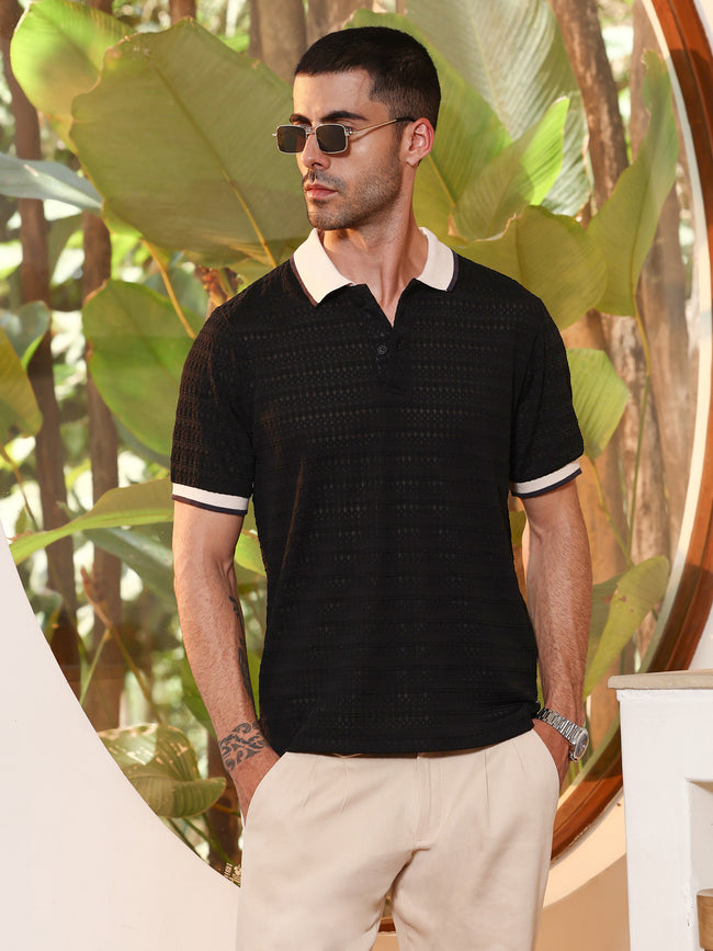 Men Black Casual T-Shirt