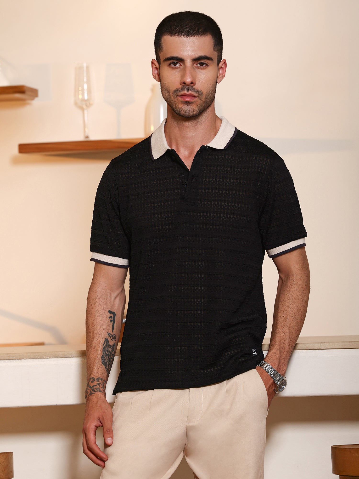 Men Black Casual T-Shirt