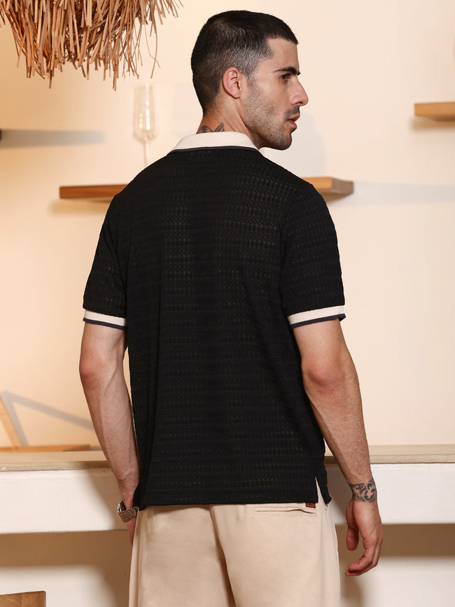 Men Black Casual T-Shirt