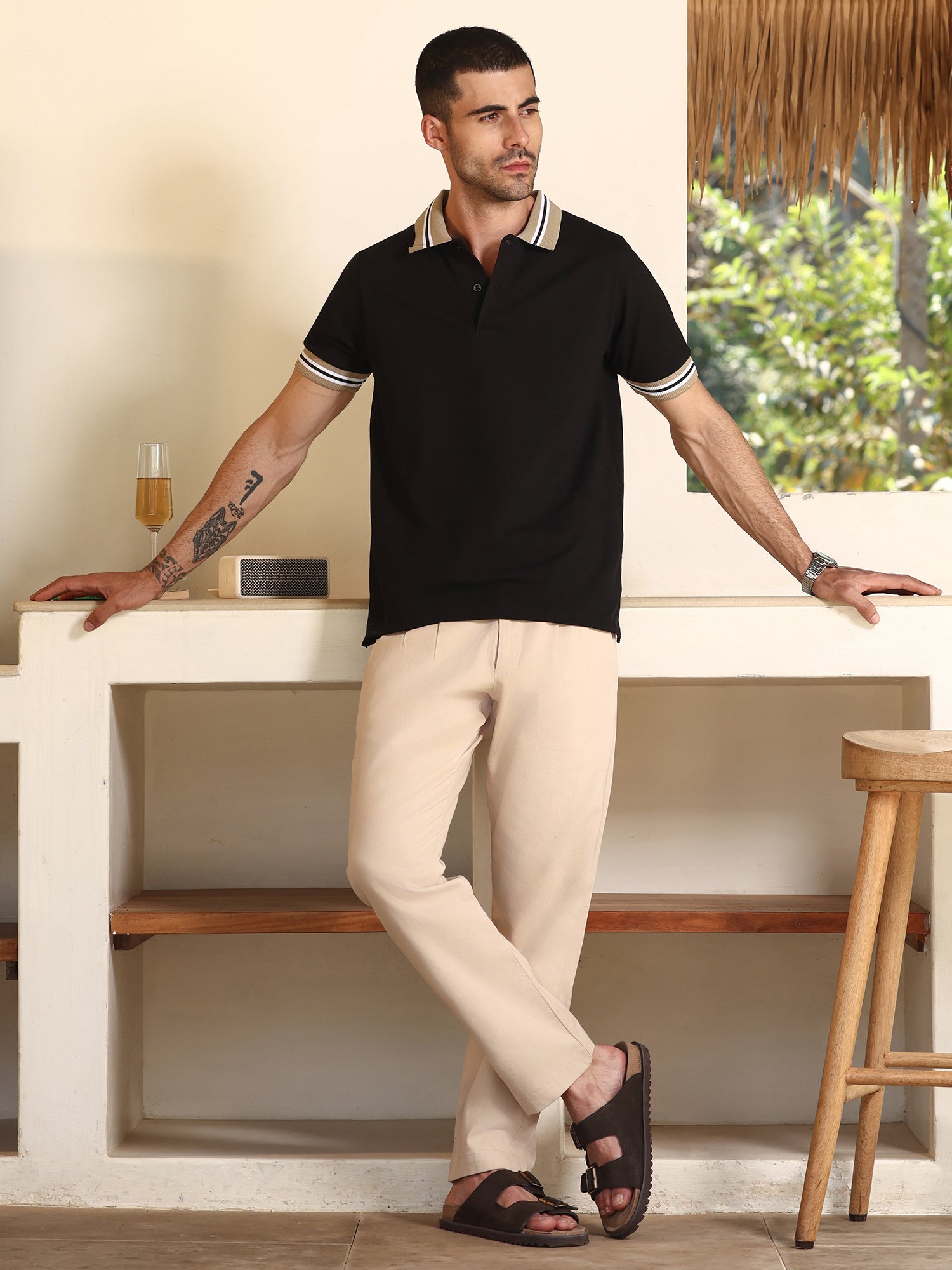 Men Black Casual T-Shirt