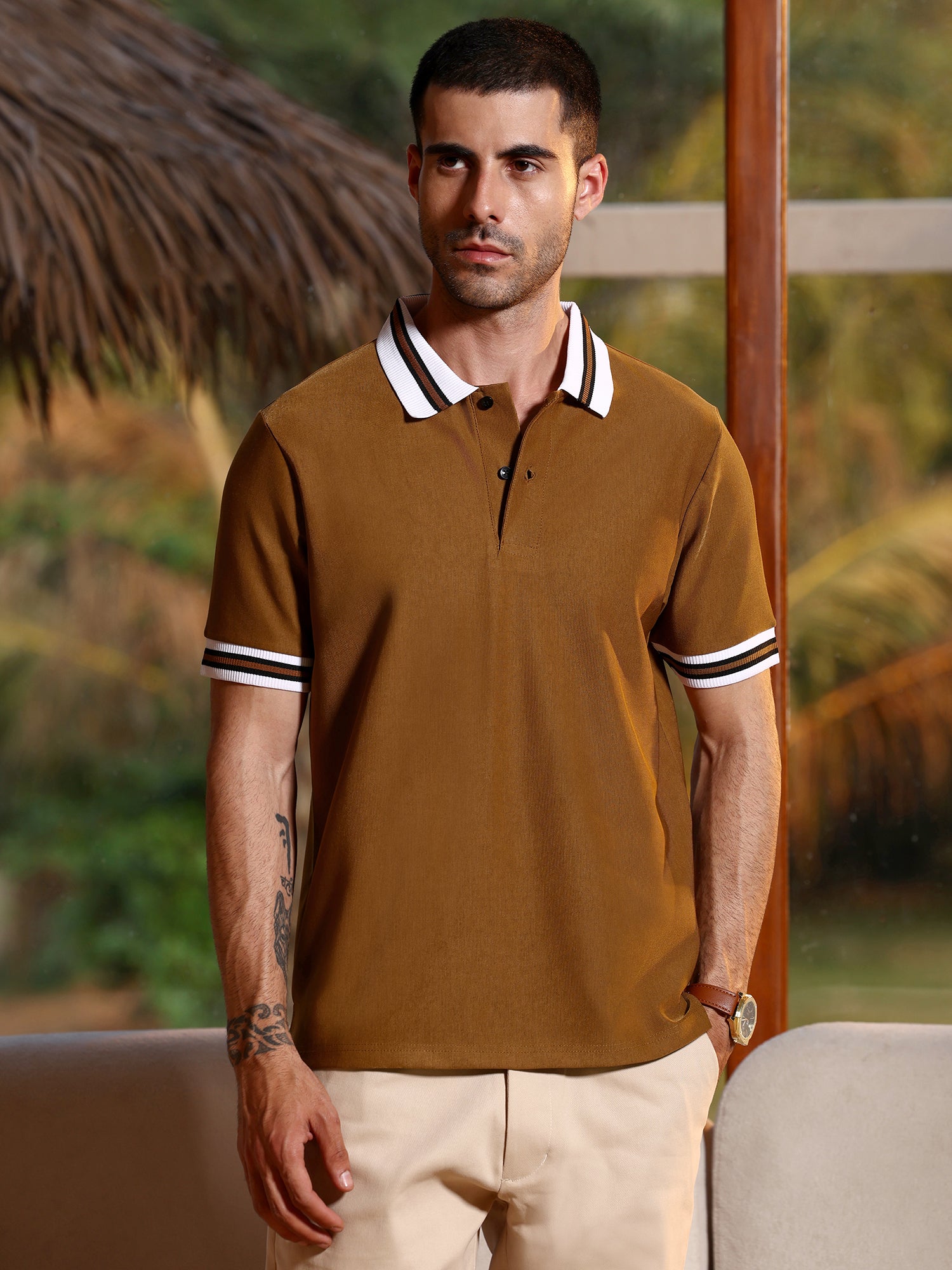 Men Mustard Casual T-Shirt