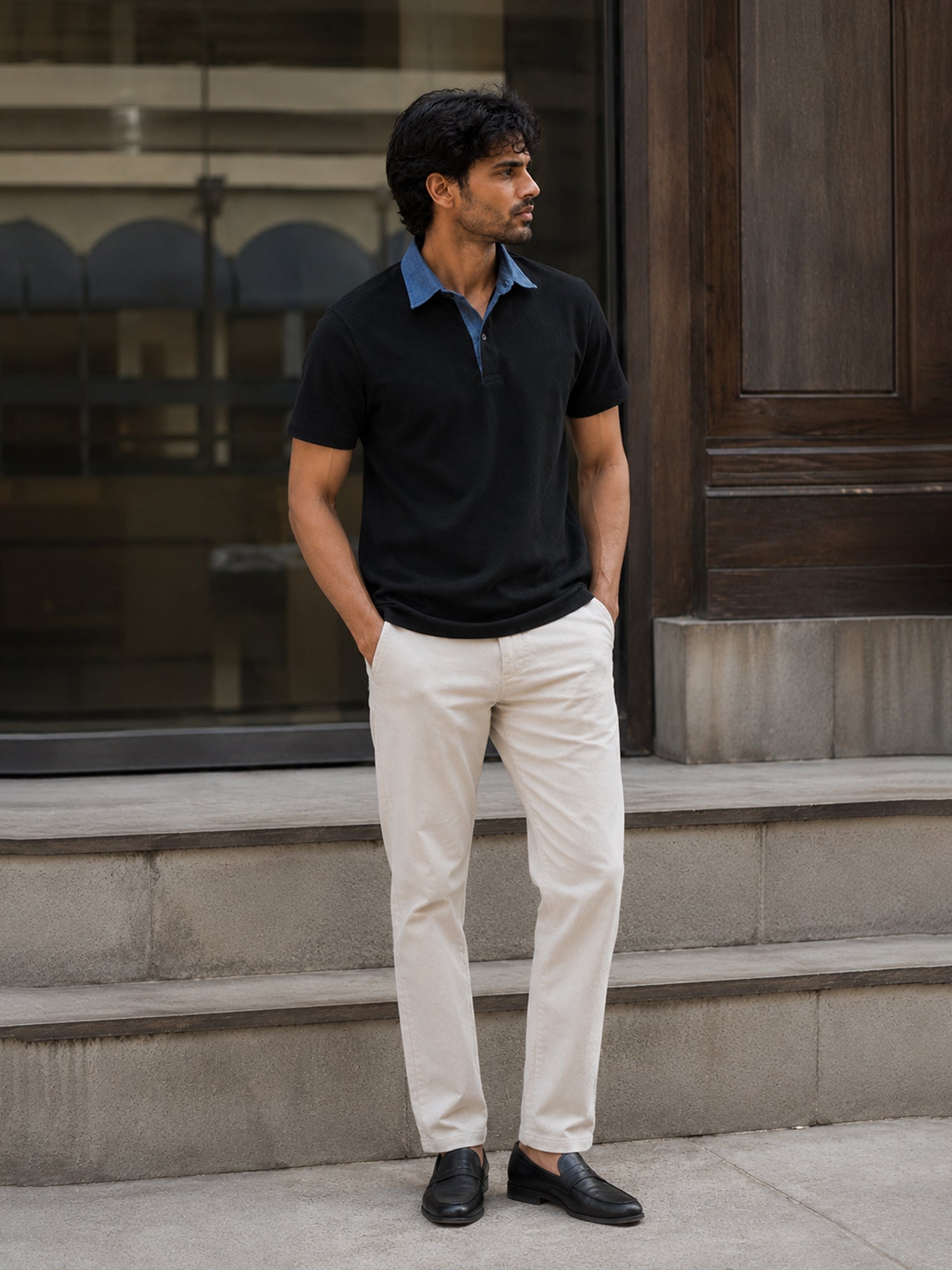 Men Black Solid T-Shirt