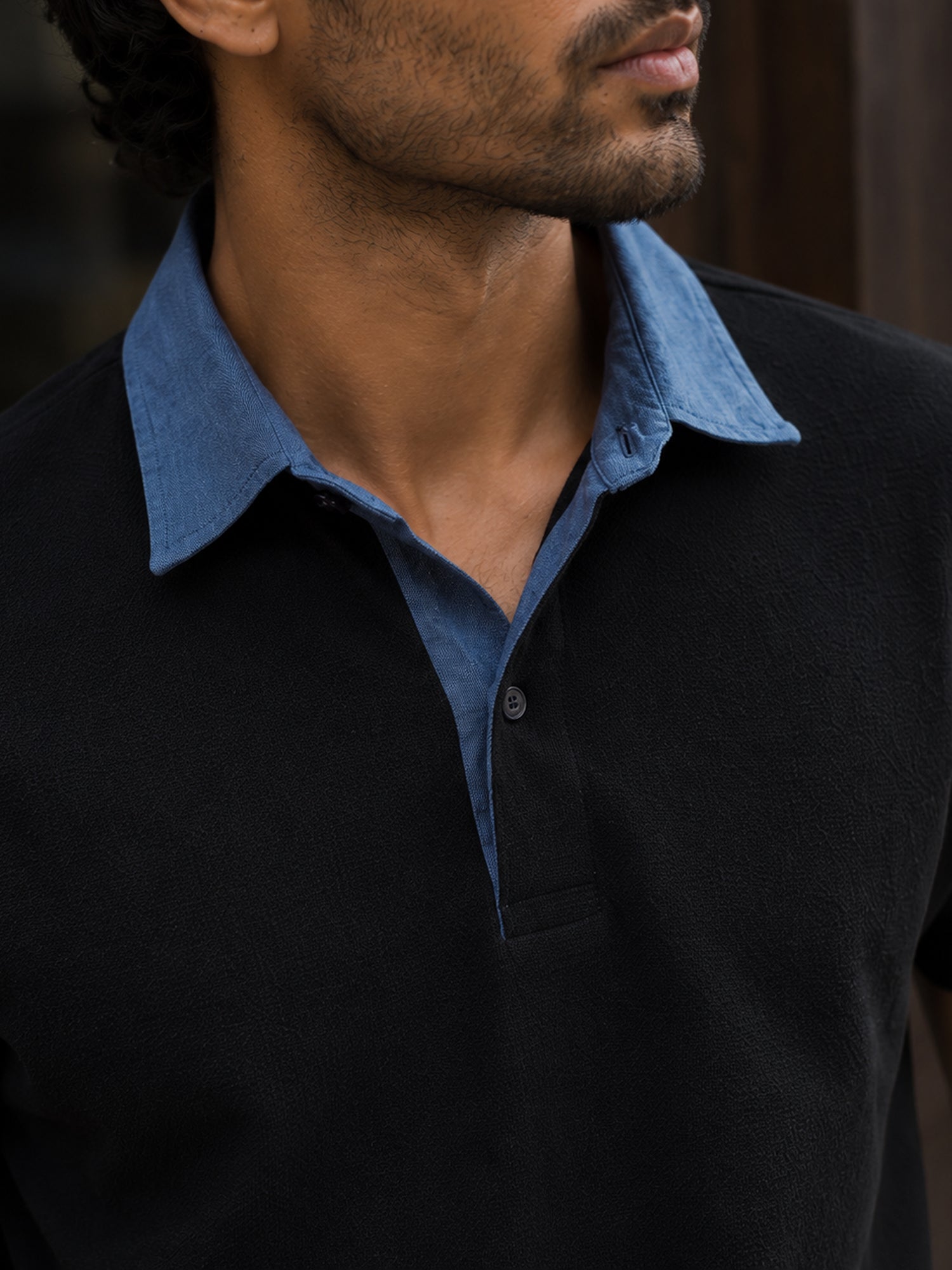 Men Black Solid T-Shirt