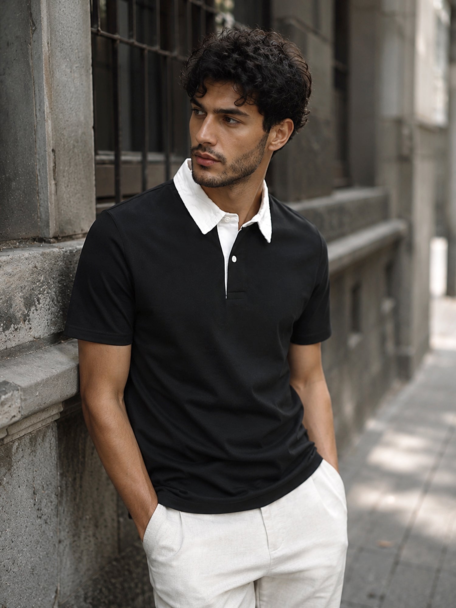 Men Black Solid T-Shirt