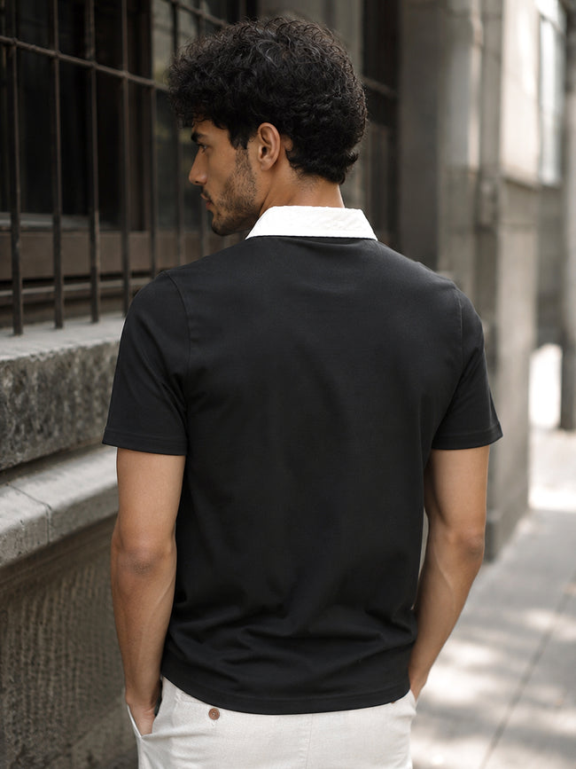 Men Black Solid T-Shirt