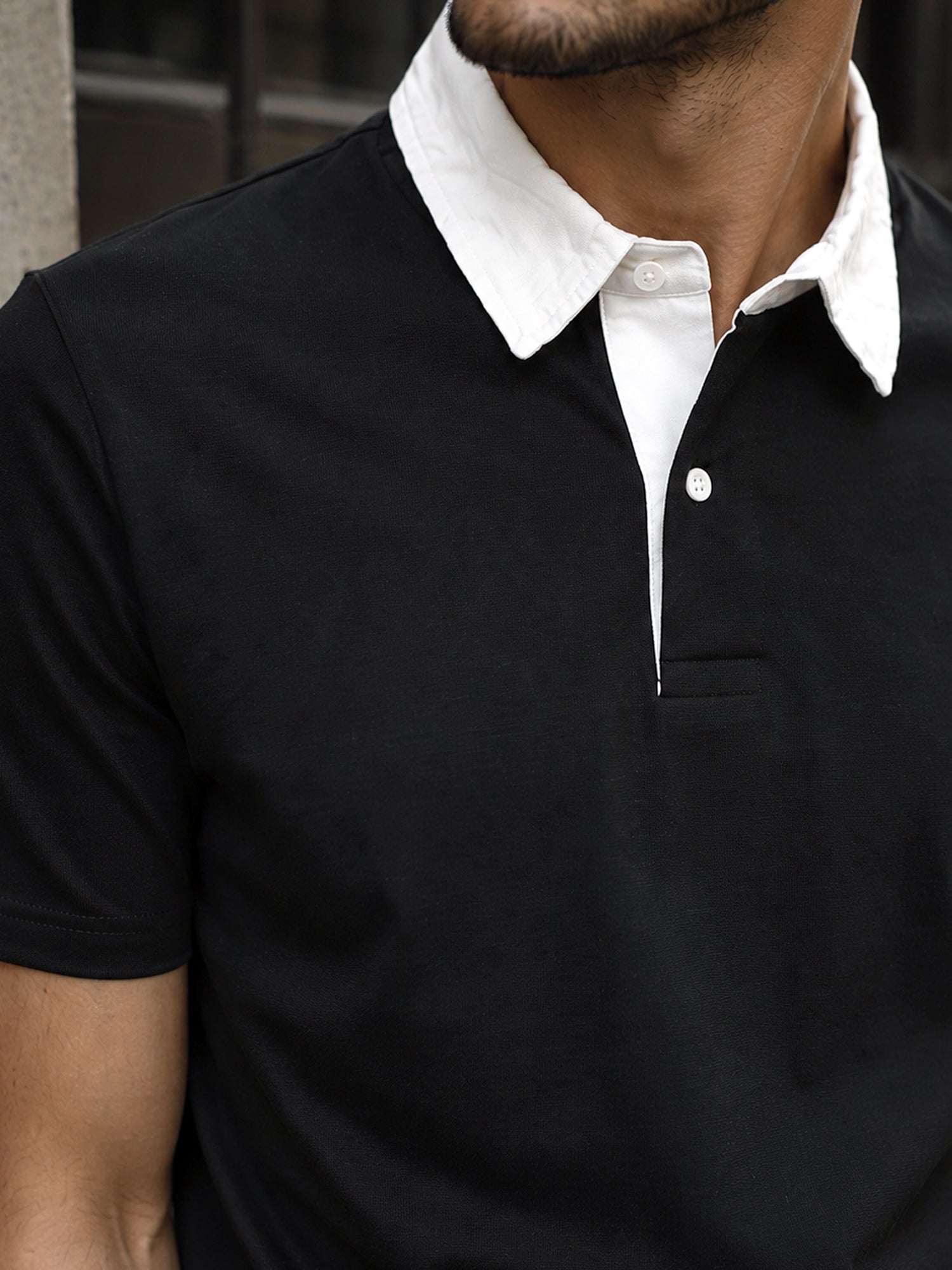 Men Black Solid T-Shirt
