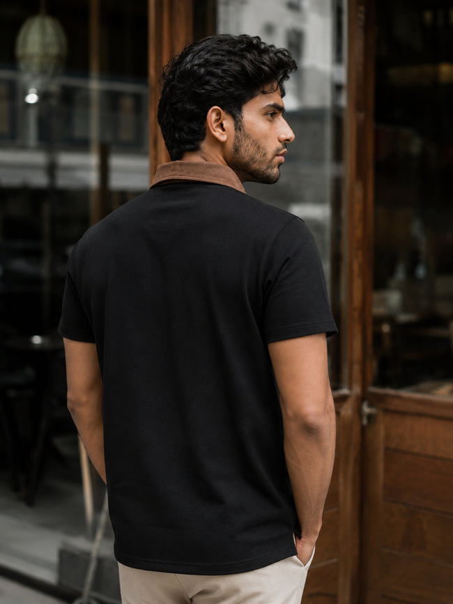 Men Black Textured T-Shirt
