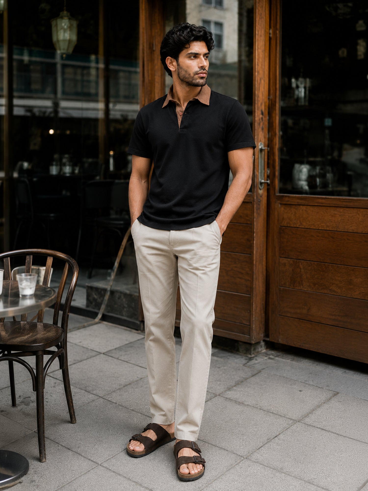 Men Black Textured T-Shirt