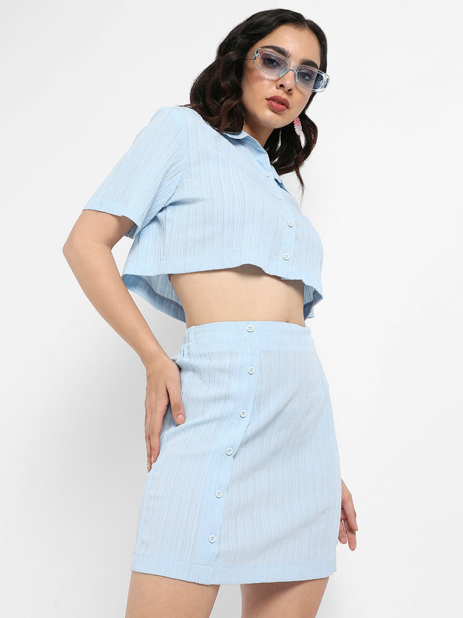 Women Light Blue Solid Co-Ord Set