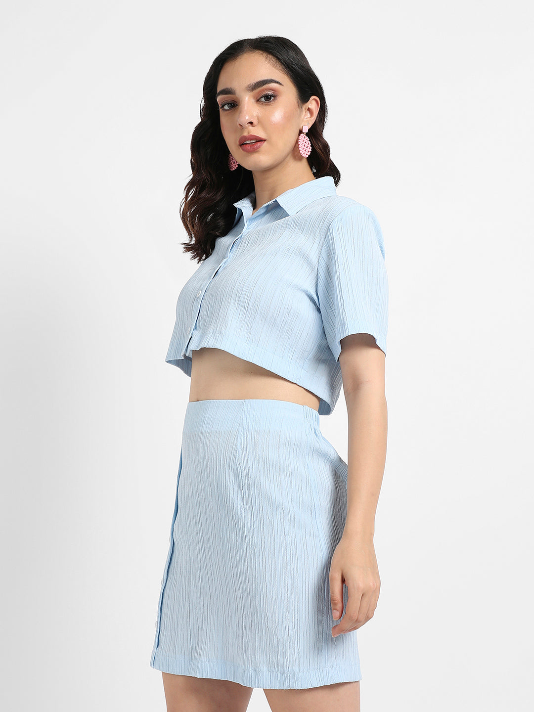 Women Light Blue Solid Co-Ord Set