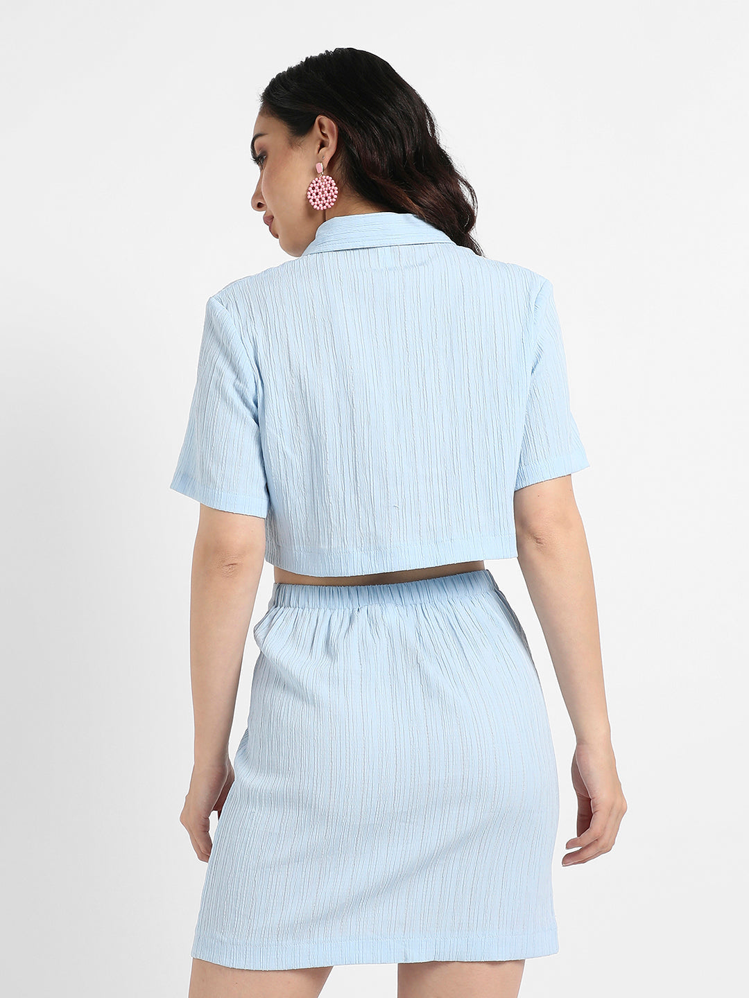 Women Light Blue Solid Co-Ord Set