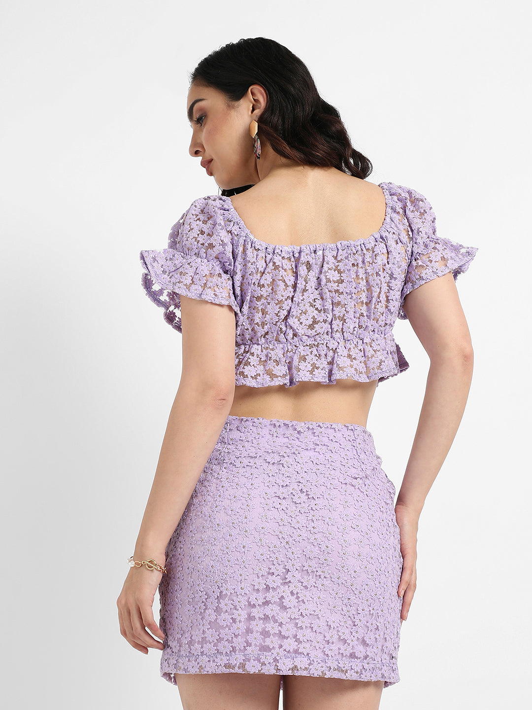 Women Purple Cropped Co-Ord Set