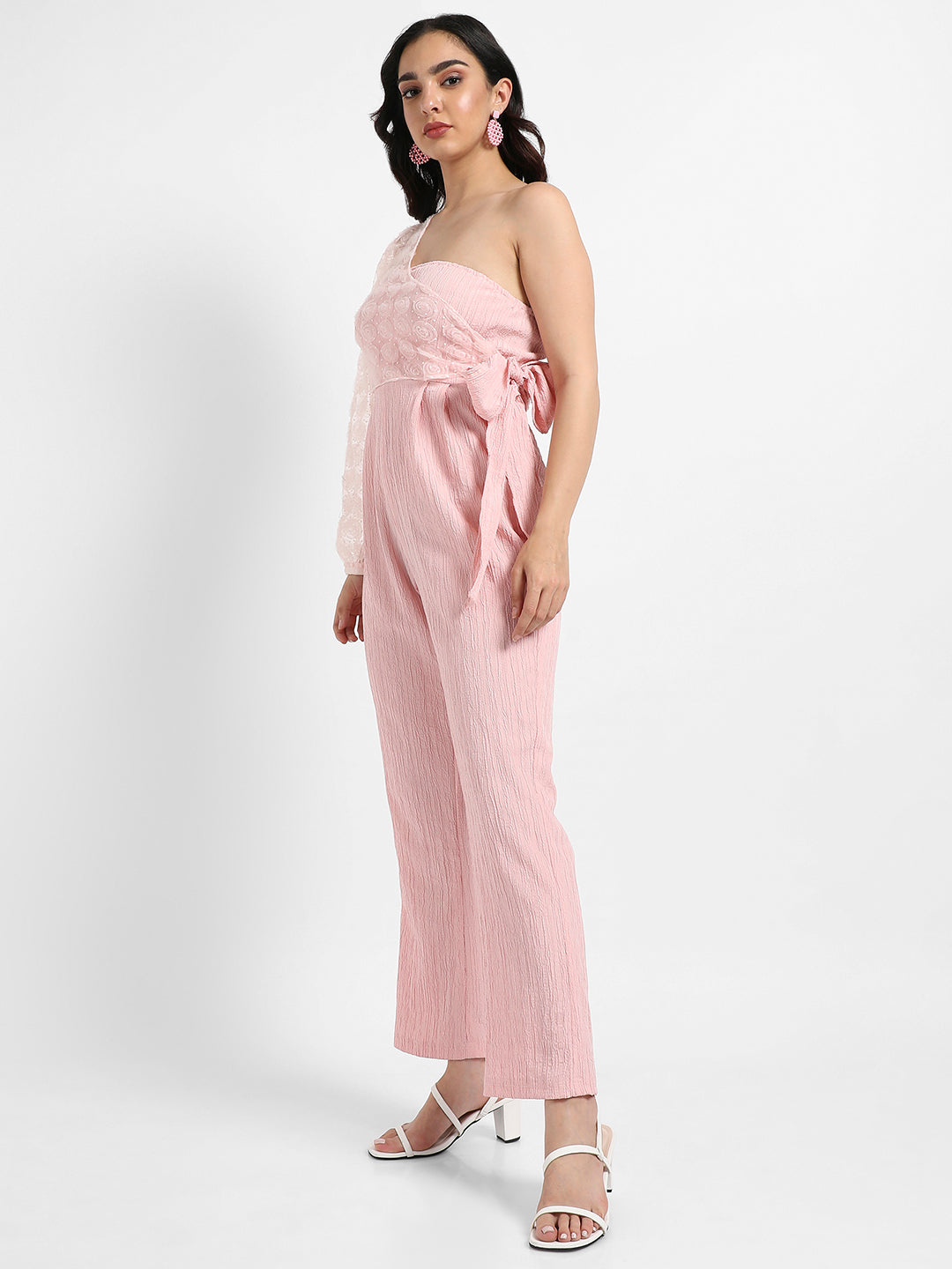 Women Pink Self-Design Jumpsuit
