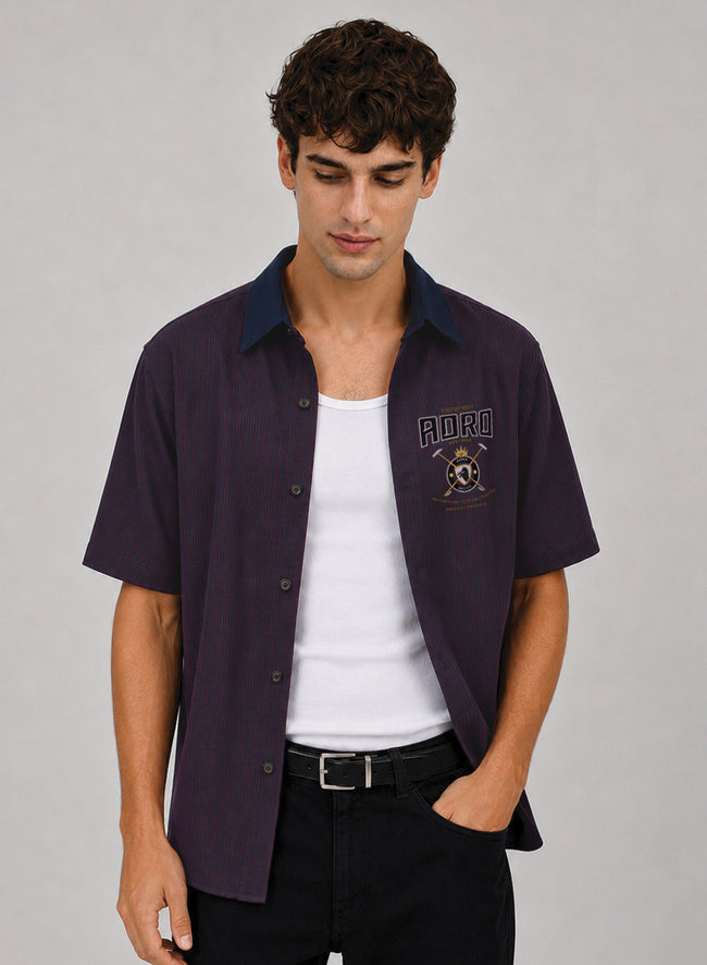Men Maroon Striped Casual Shirt