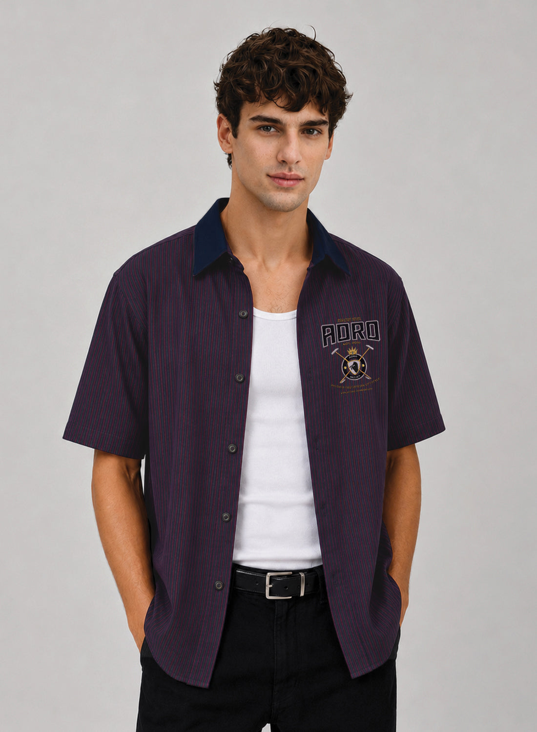 Men Maroon Striped Casual Shirt