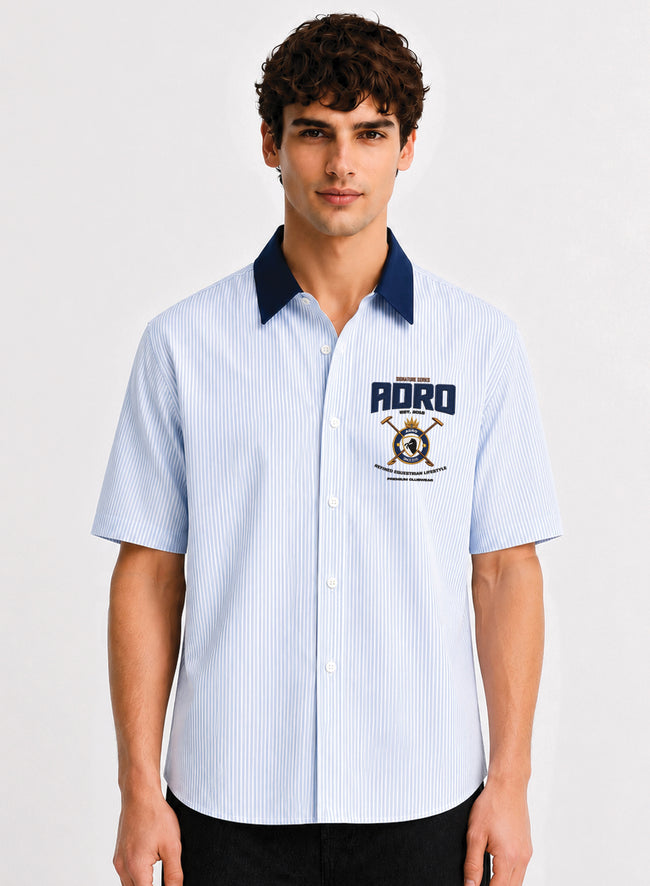 Men Blue Striped Casual Shirt