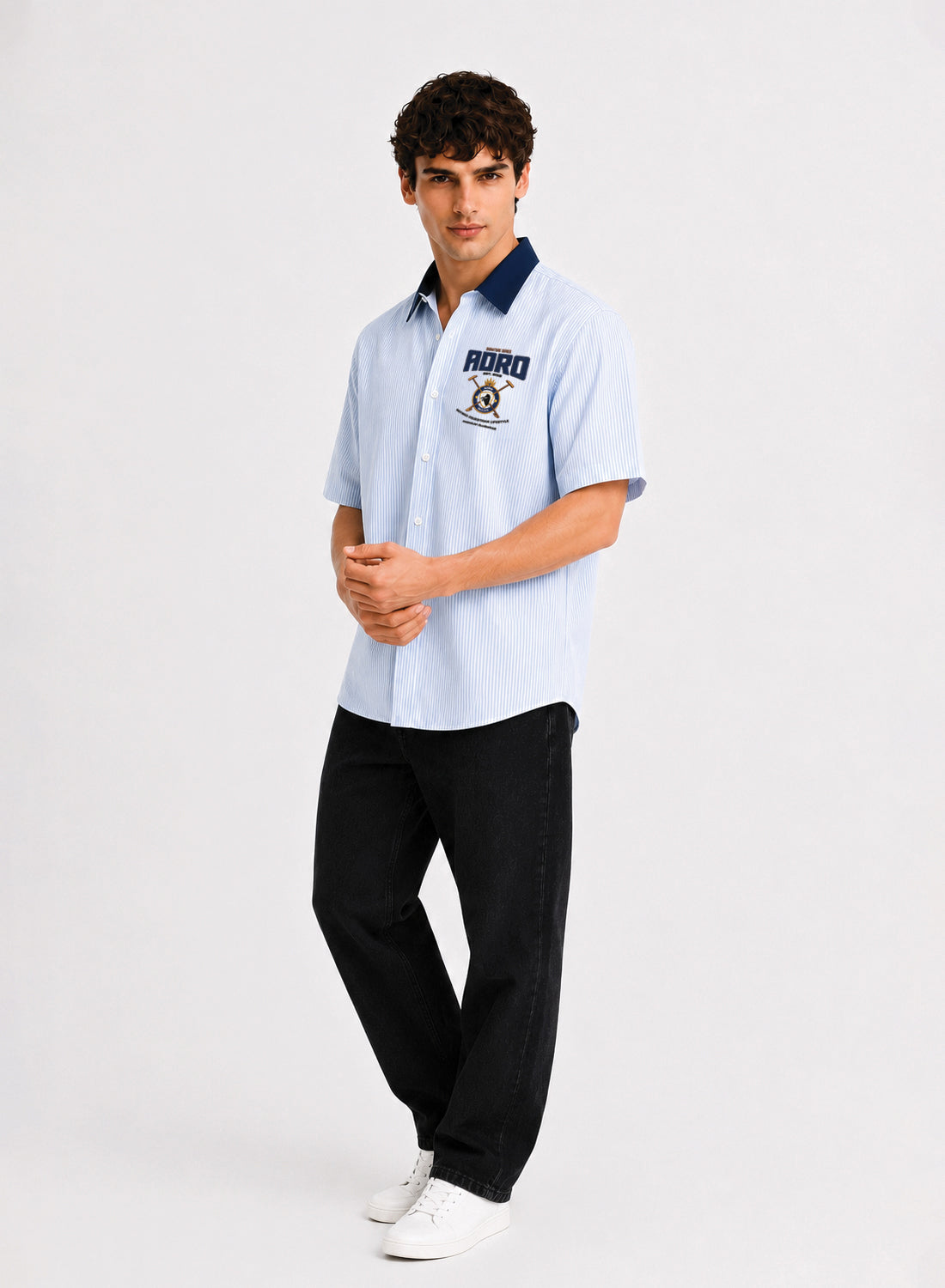 Men Blue Striped Casual Shirt