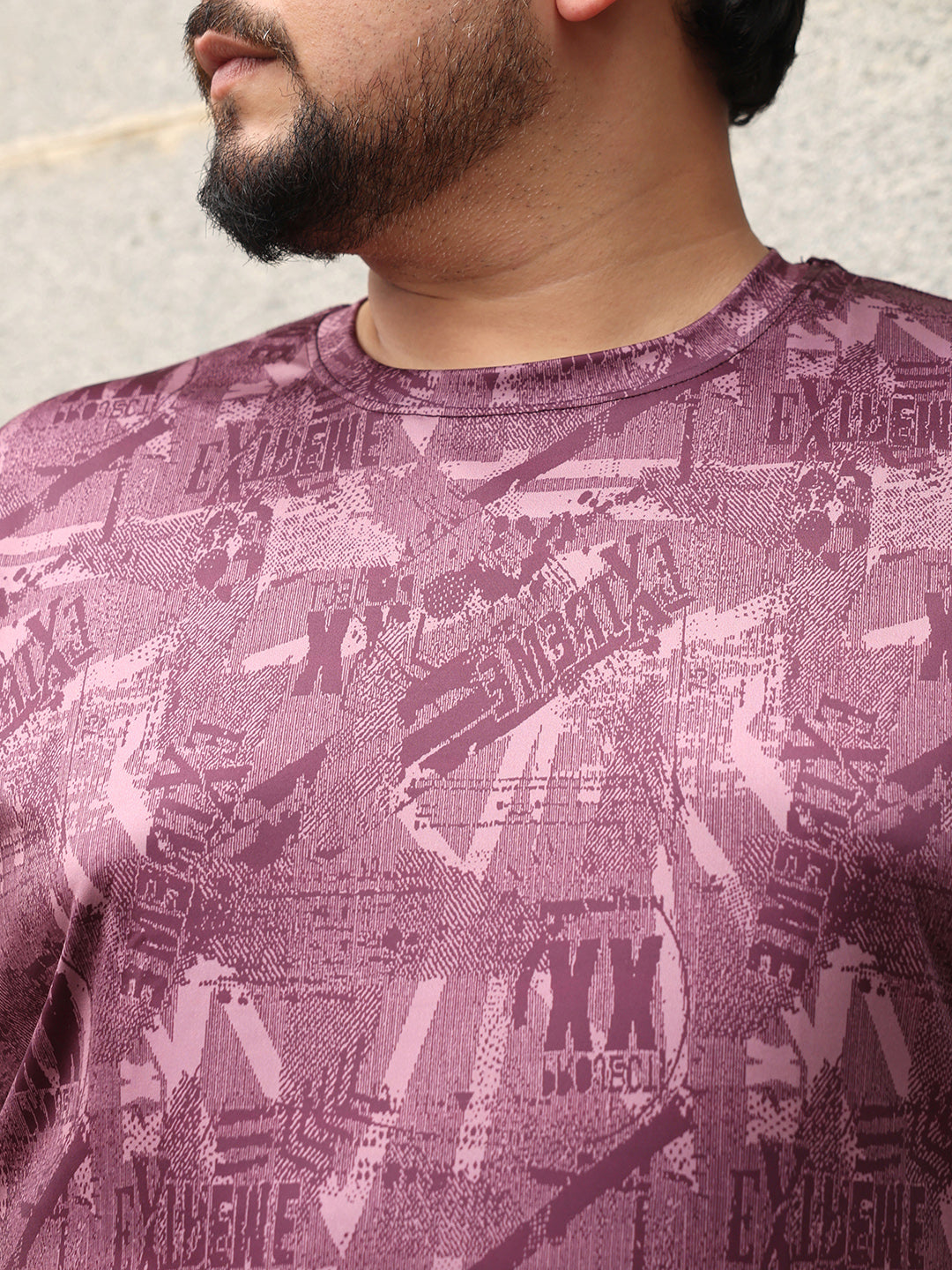 Men Brick Red Abstract-Typo Activewear T-Shirt