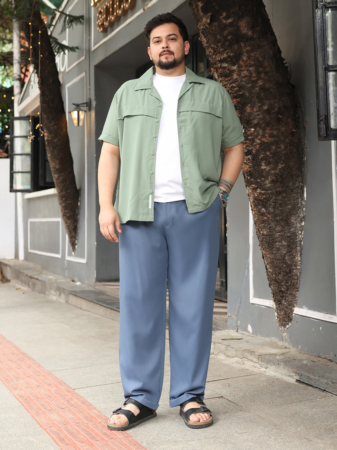 Men Flint Grey Pleated-Twill Tailored Trousers