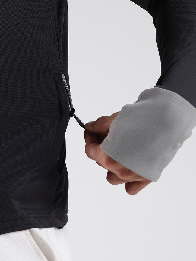 Men Grey Sunscreen Jacket With UV Protection And Zipper