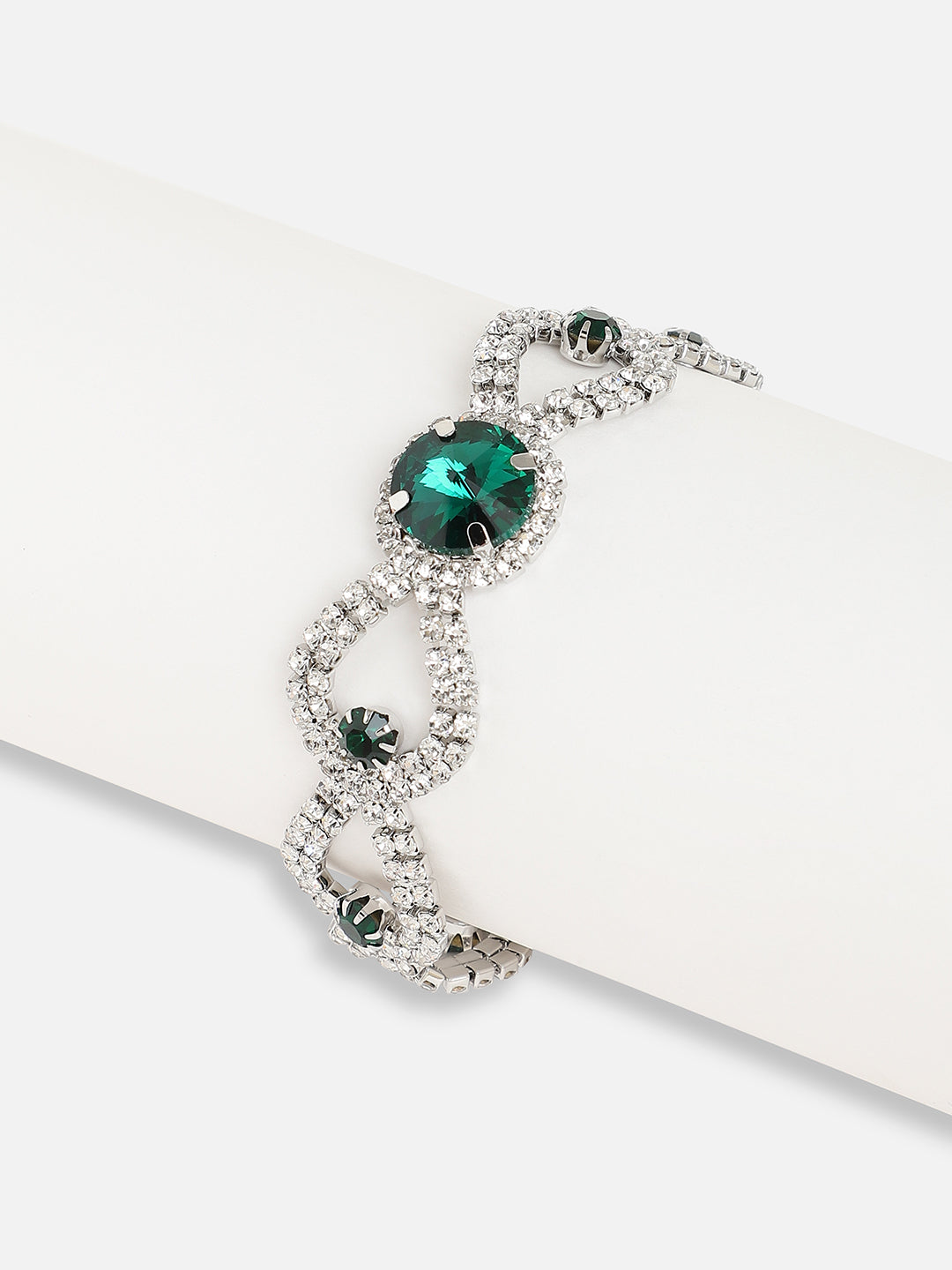 Women Silver Plated Designer Stone Party Bracelet
