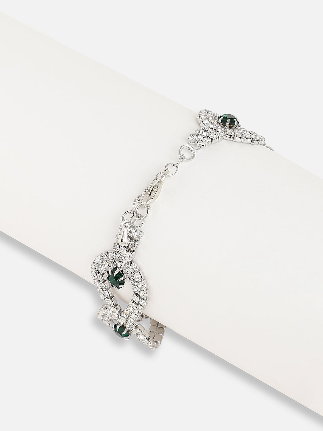 Women Silver Plated Designer Stone Party Bracelet