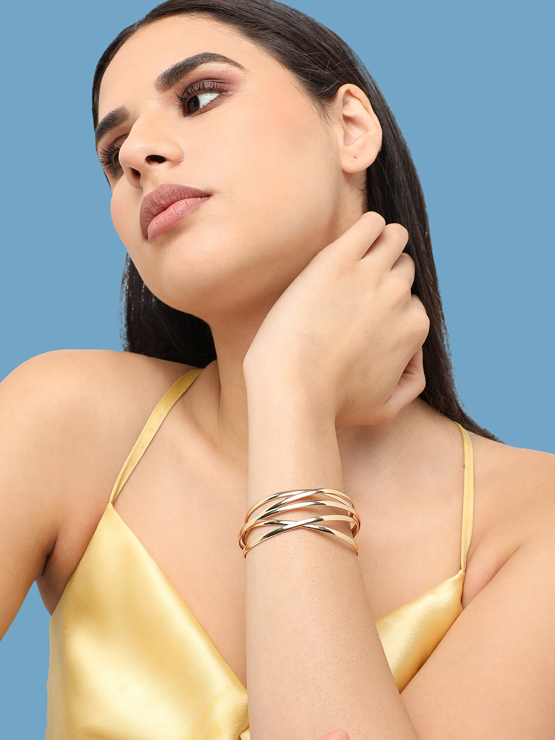 Women Gold Plated Designer Stone Party Bracelet