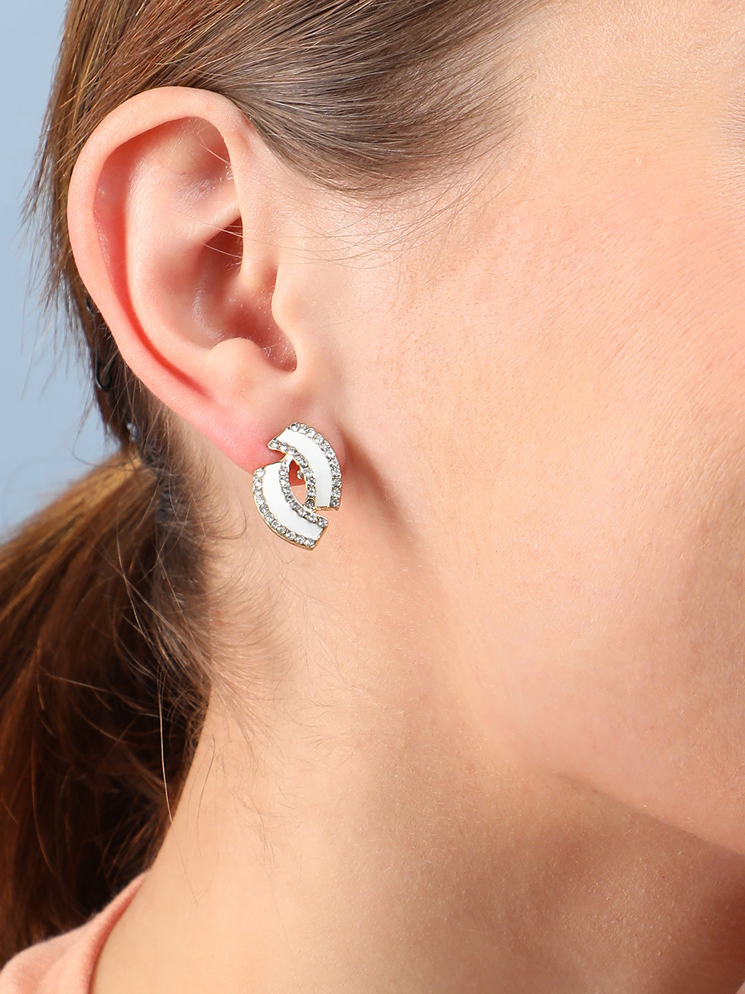 Women White Silver Plated Designer Stone Party Drop Earring