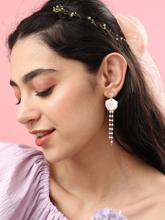 Women White Stone Casual Drop Earring